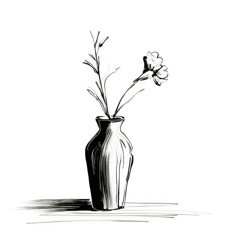 Flower plant vase drawing. AI generated Image by rawpixel.