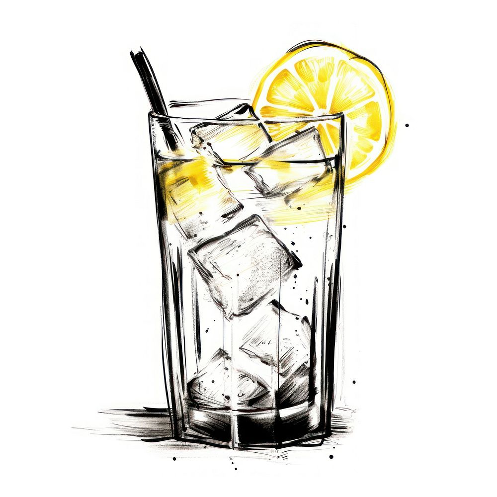 Glass tequila lemon drink fruit glass white background. AI generated Image by rawpixel.