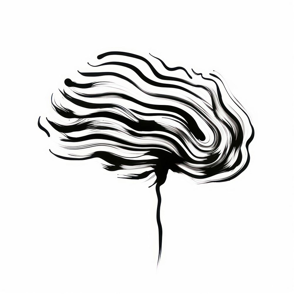 Hunam brain drawing sketch white. AI generated Image by rawpixel.