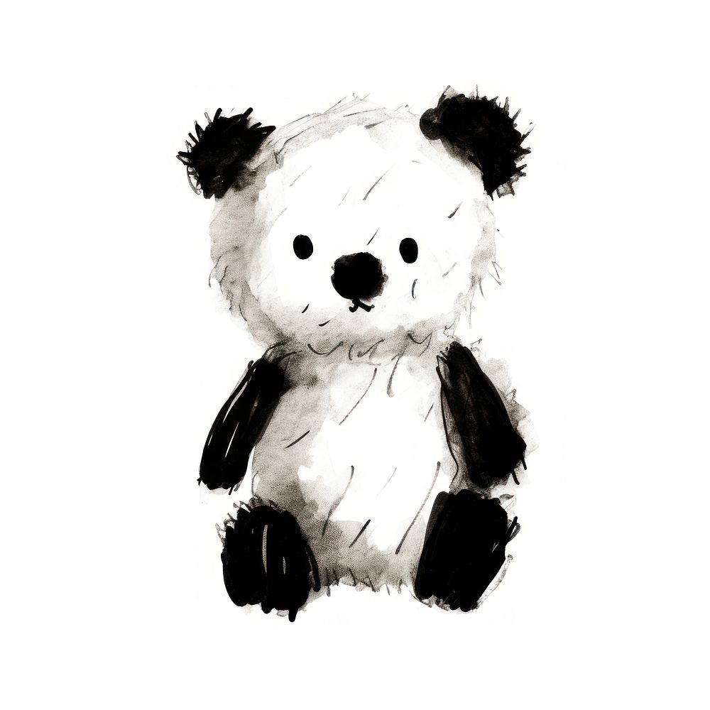 Teddy bear toy white black white background. AI generated Image by rawpixel.