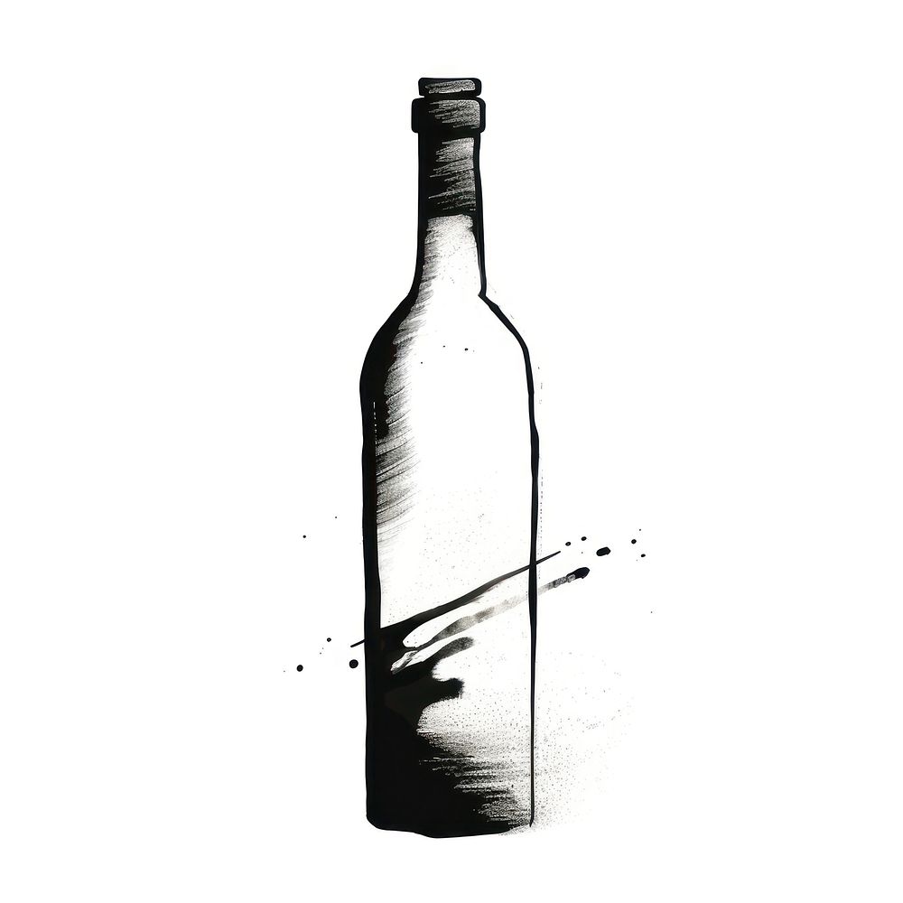 Wine bottle drink black white background. AI generated Image by rawpixel.