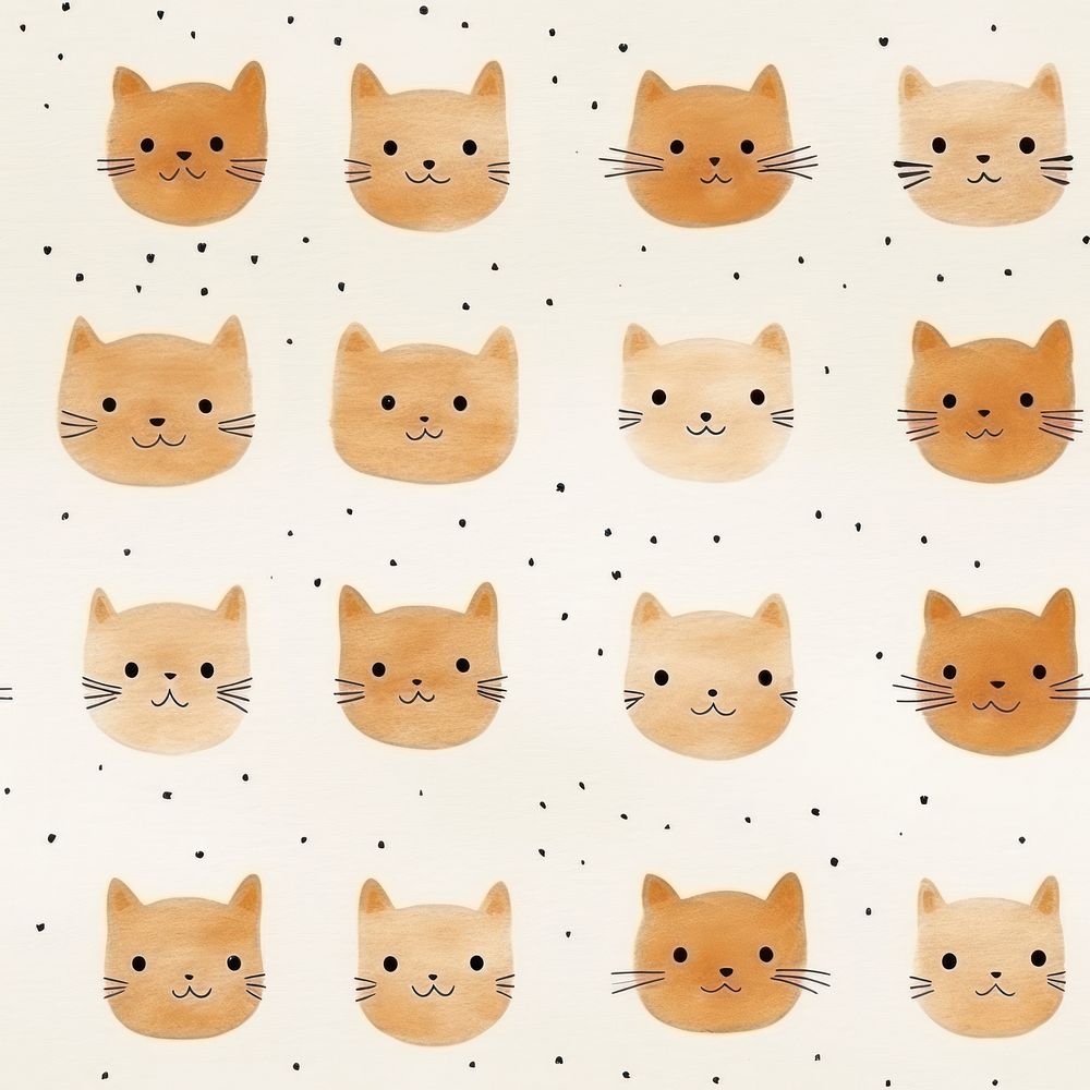 Brown cat heads pattern mammal animal. AI generated Image by rawpixel.
