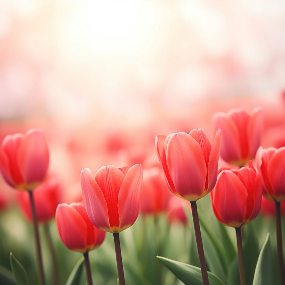 Red tulips flower backgrounds outdoors. AI generated Image by rawpixel.
