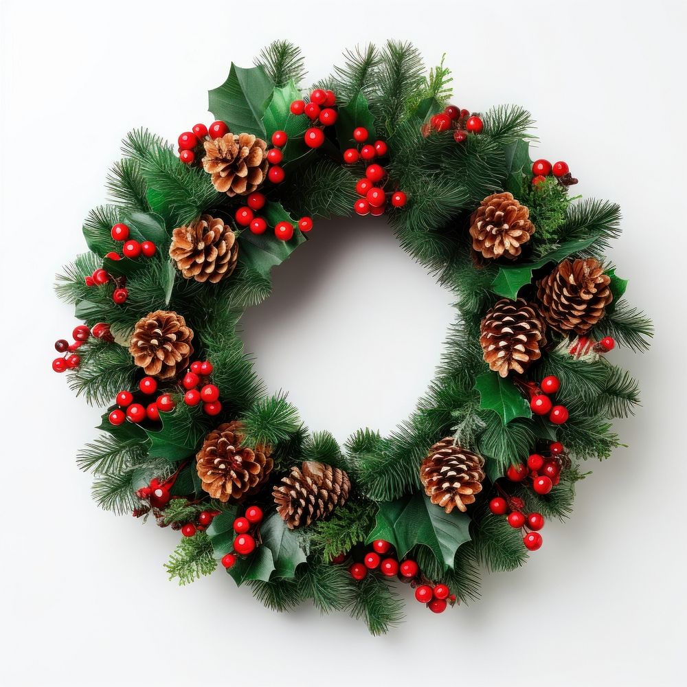 Christmas wreath christmas fir white background. AI generated Image by rawpixel.