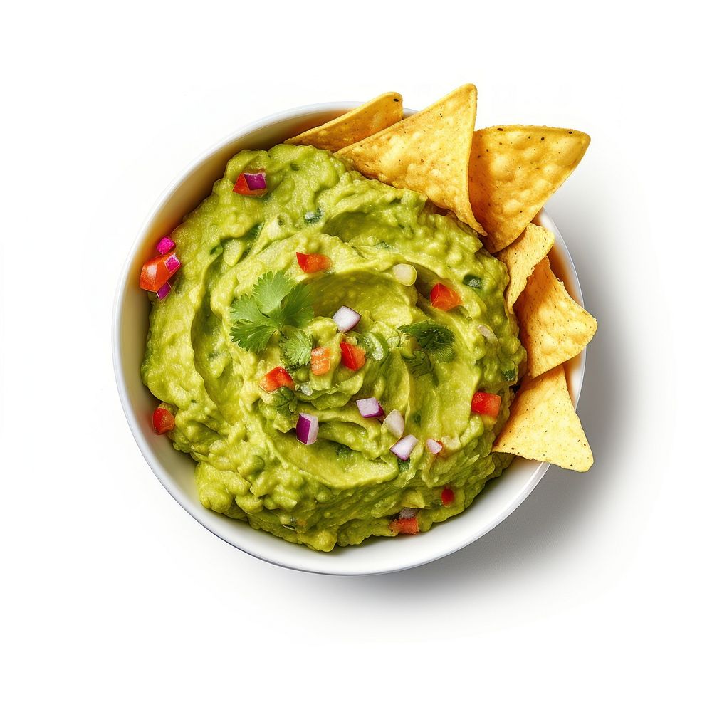 Guacamole food bowl white background. AI generated Image by rawpixel.