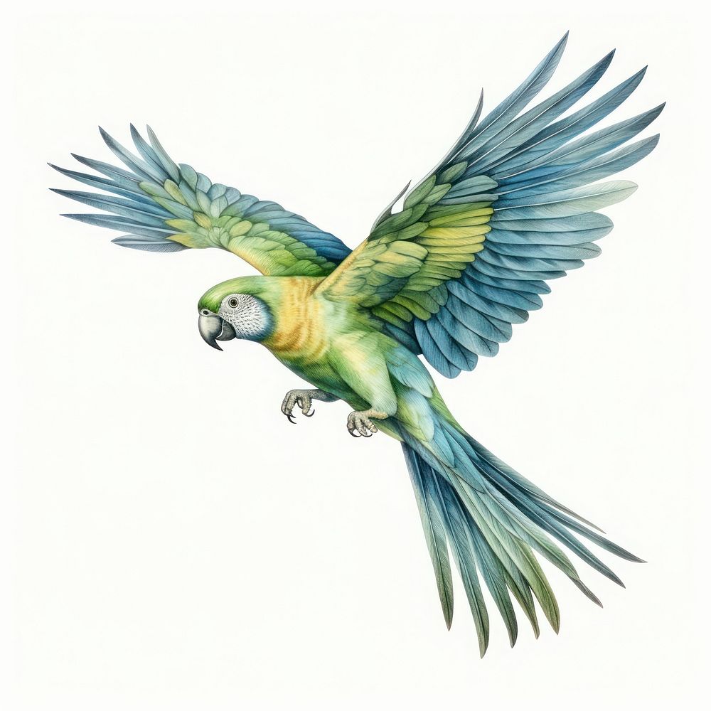 Parot flying drawing parrot animal. AI generated Image by rawpixel.