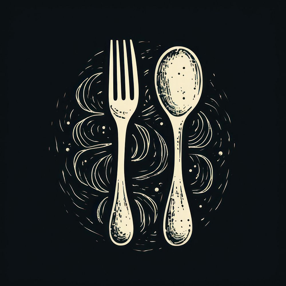 Fork and spoon silverware restaurant monochrome. AI generated Image by rawpixel.
