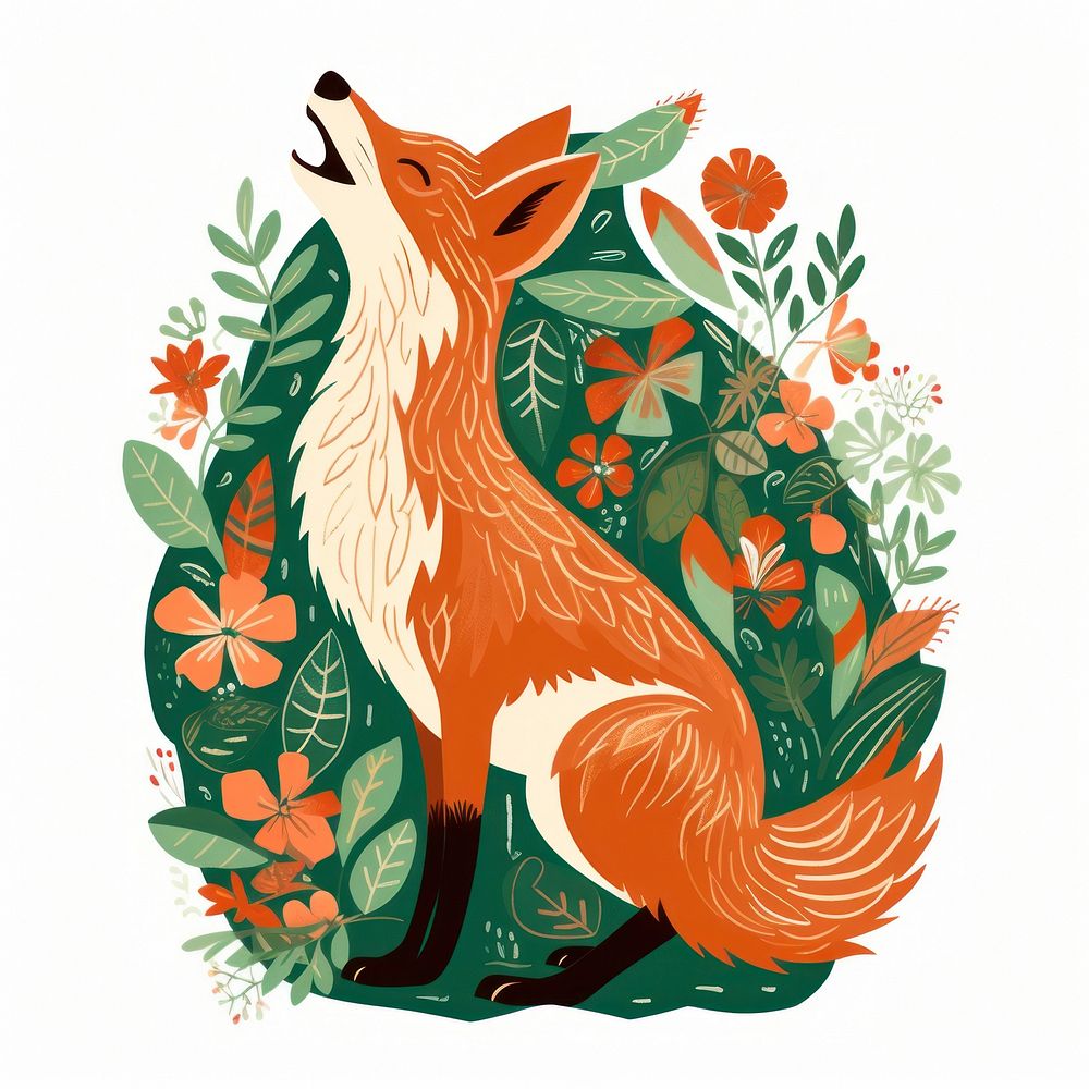 Christmas a fox singing christmas song colourful christmas cloth pattern animal mammal. AI generated Image by rawpixel.