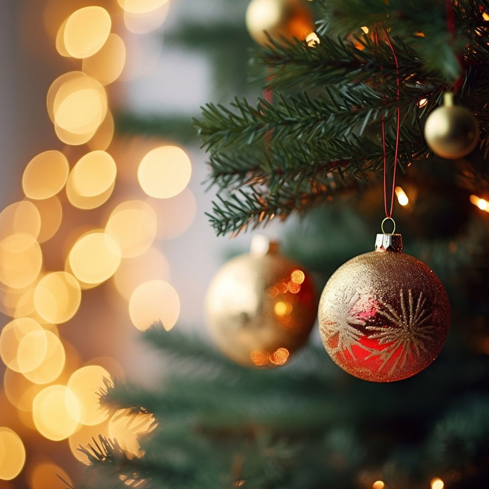Christmas baubles christmas tree plant. AI generated Image by rawpixel.