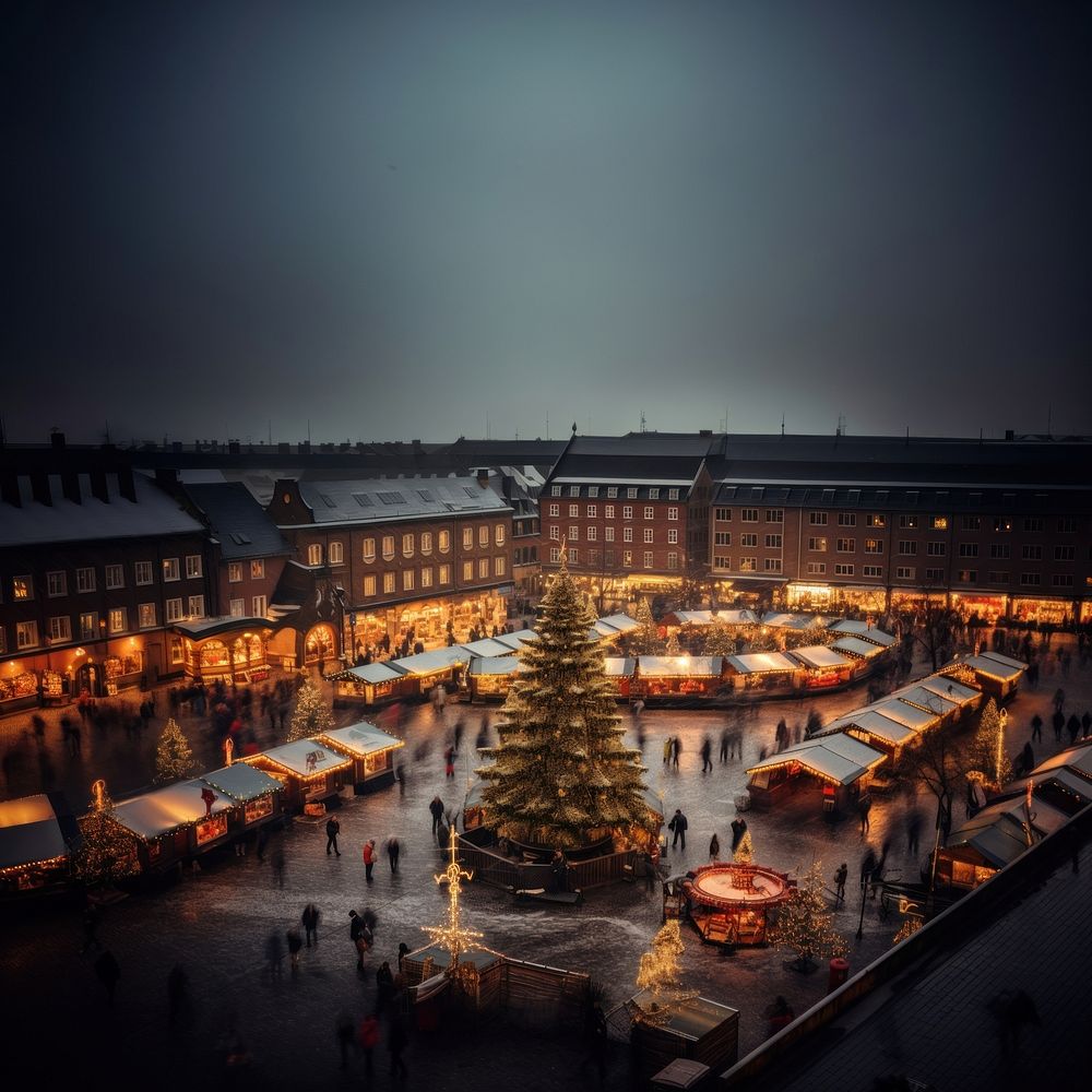 Christmas tree christmas architecture cityscape. AI generated Image by rawpixel.