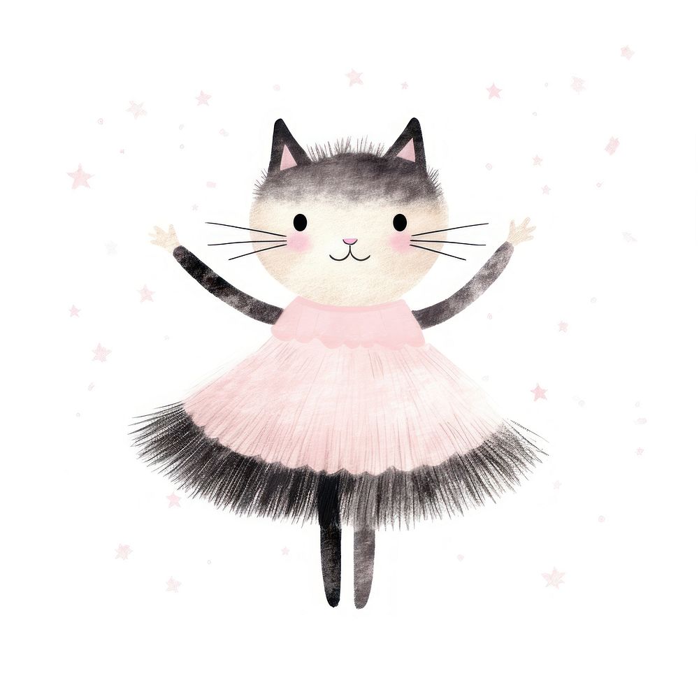 Cat ballet cute white background representation. AI generated Image by rawpixel.