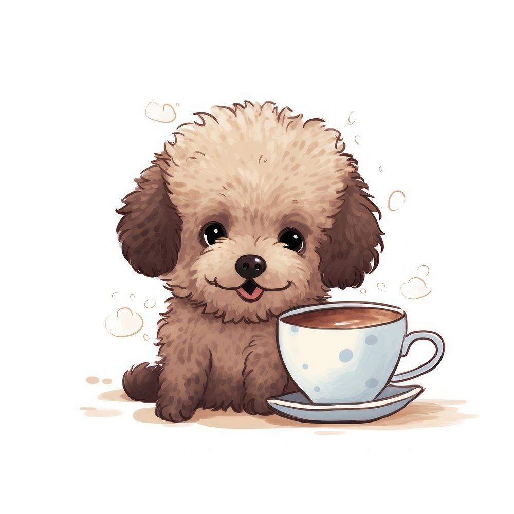 Dog drinking coffee animal mammal puppy. AI generated Image by rawpixel.