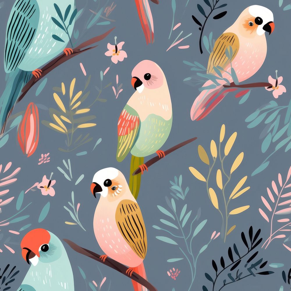 Parrot bird pattern animal plant. AI generated Image by rawpixel.