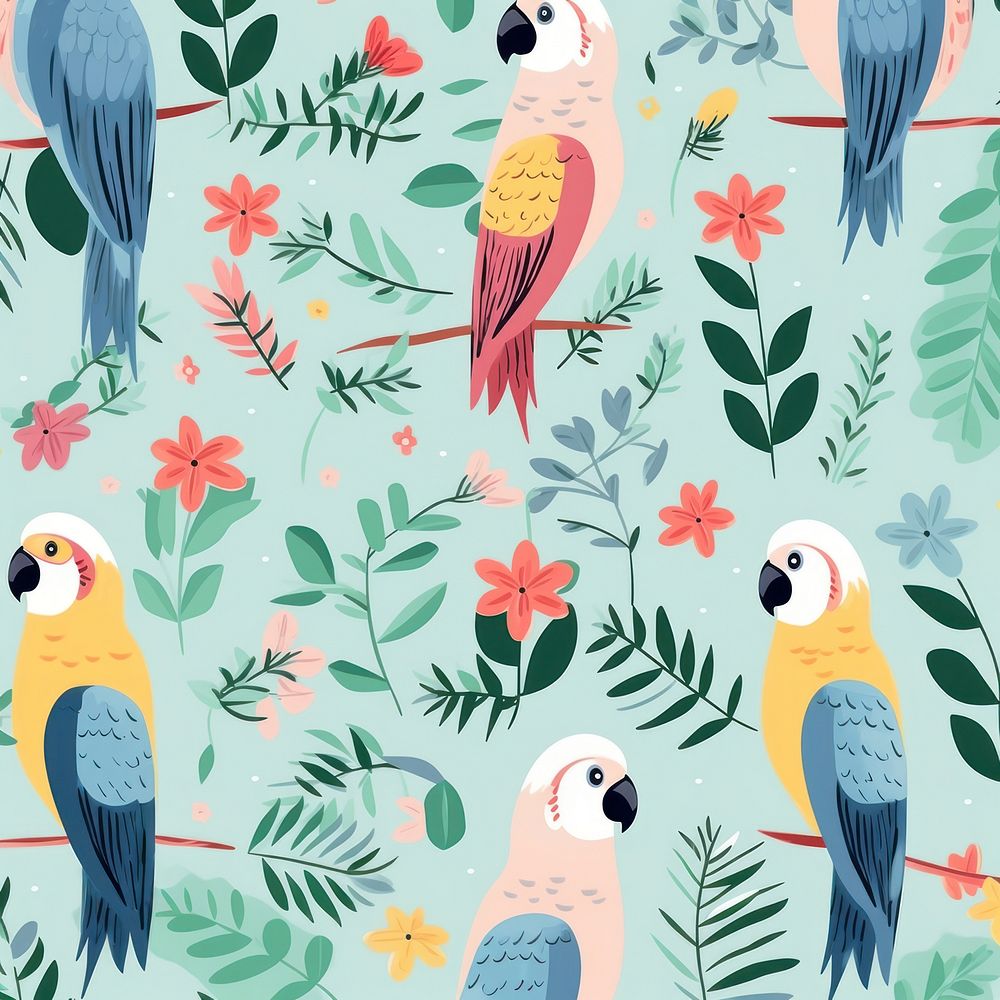 Parrot bird pattern animal plant. AI generated Image by rawpixel.