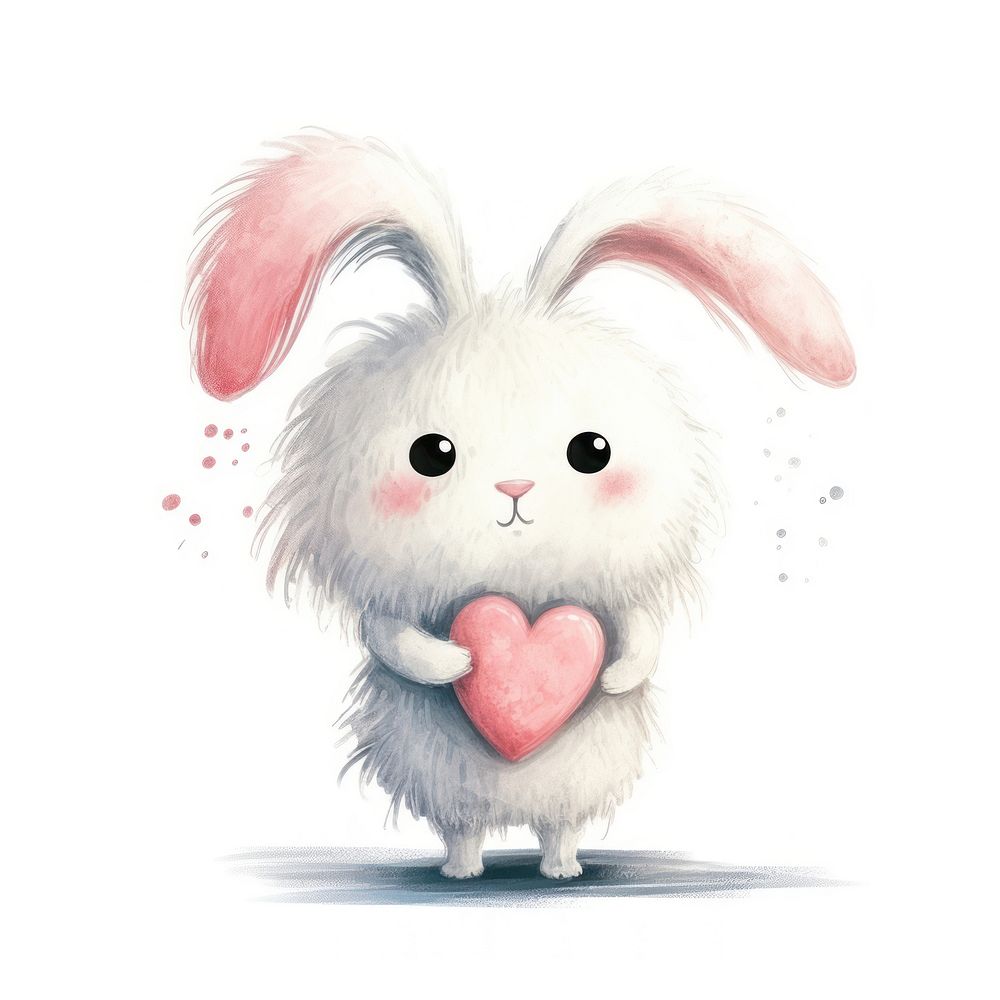 Rabbit holding big heart animal drawing mammal. AI generated Image by rawpixel.