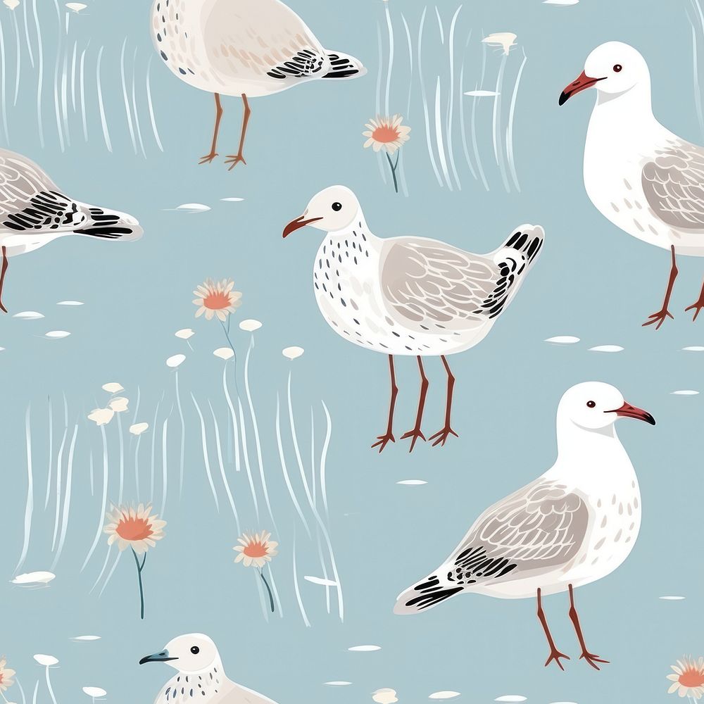 Seagull bird pattern animal backgrounds. AI generated Image by rawpixel.