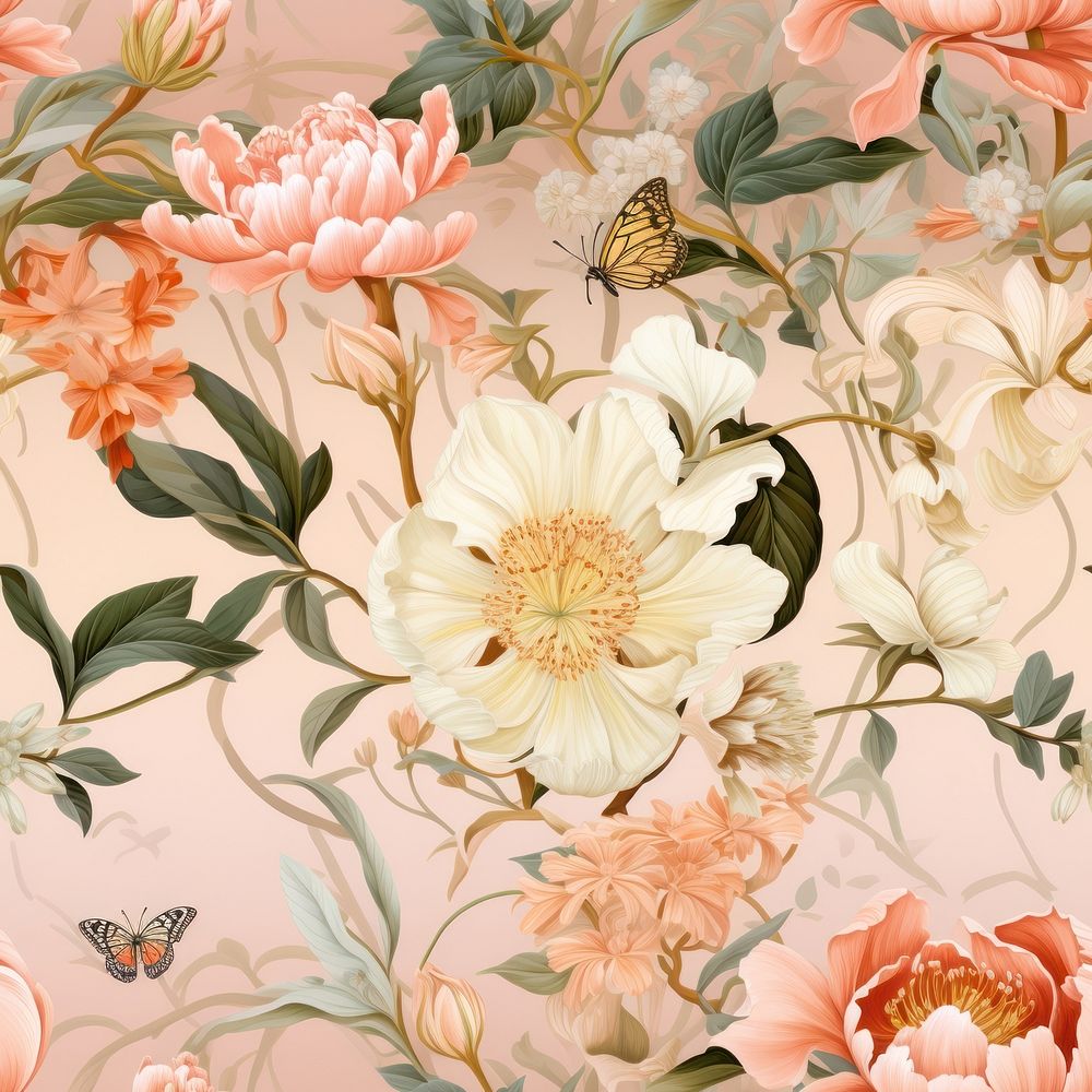 Floral wallpaper flower pattern petal. AI generated Image by rawpixel.