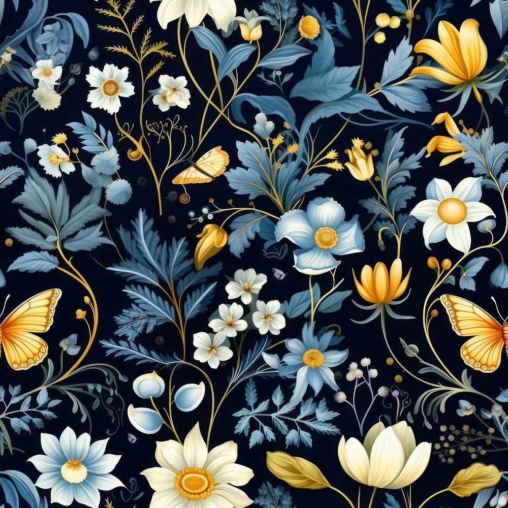 Floral wallpaper pattern flower backgrounds. AI generated Image by rawpixel.