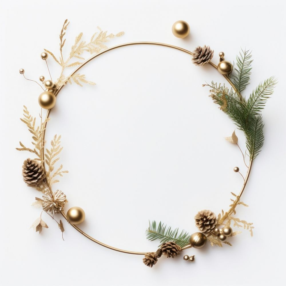 Christmas wreath jewelry gold white background. AI generated Image by rawpixel.