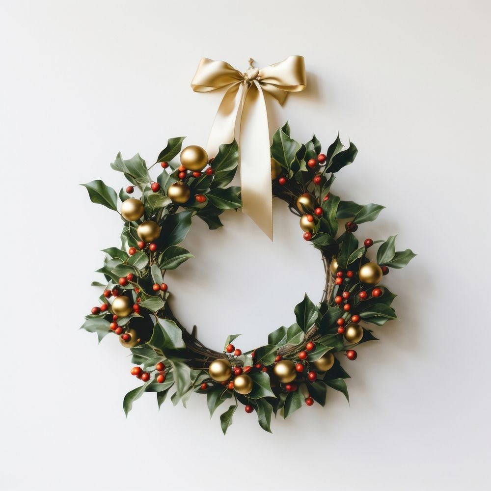 Christmas wreath plant holly celebration. AI generated Image by rawpixel.
