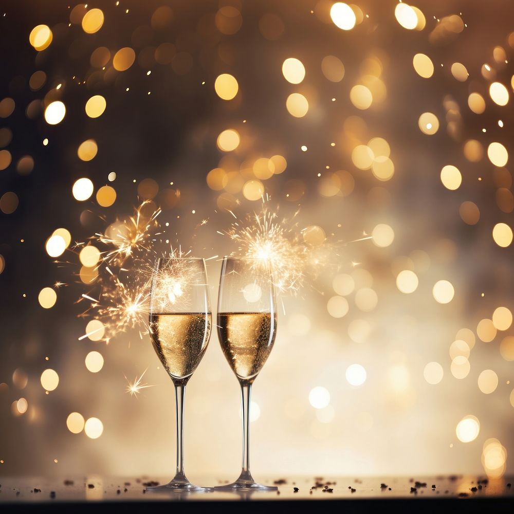 Champagne glasses confetti drink wine. AI generated Image by rawpixel.