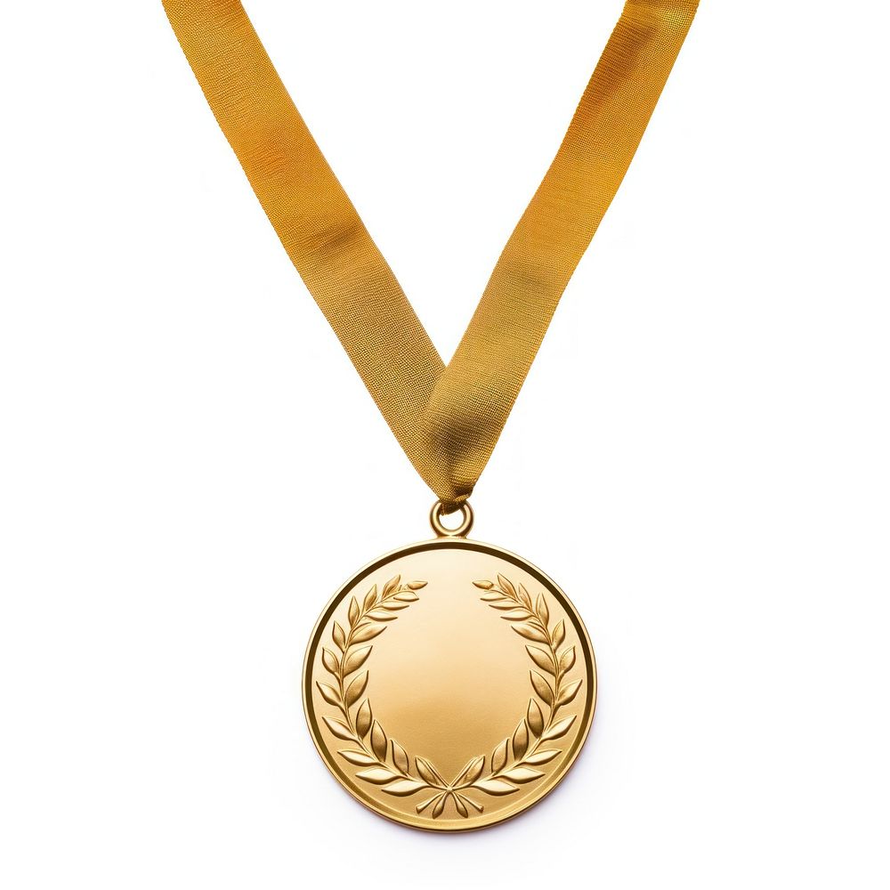 Gold medal with laurel pendant jewelry locket. AI generated Image by rawpixel.