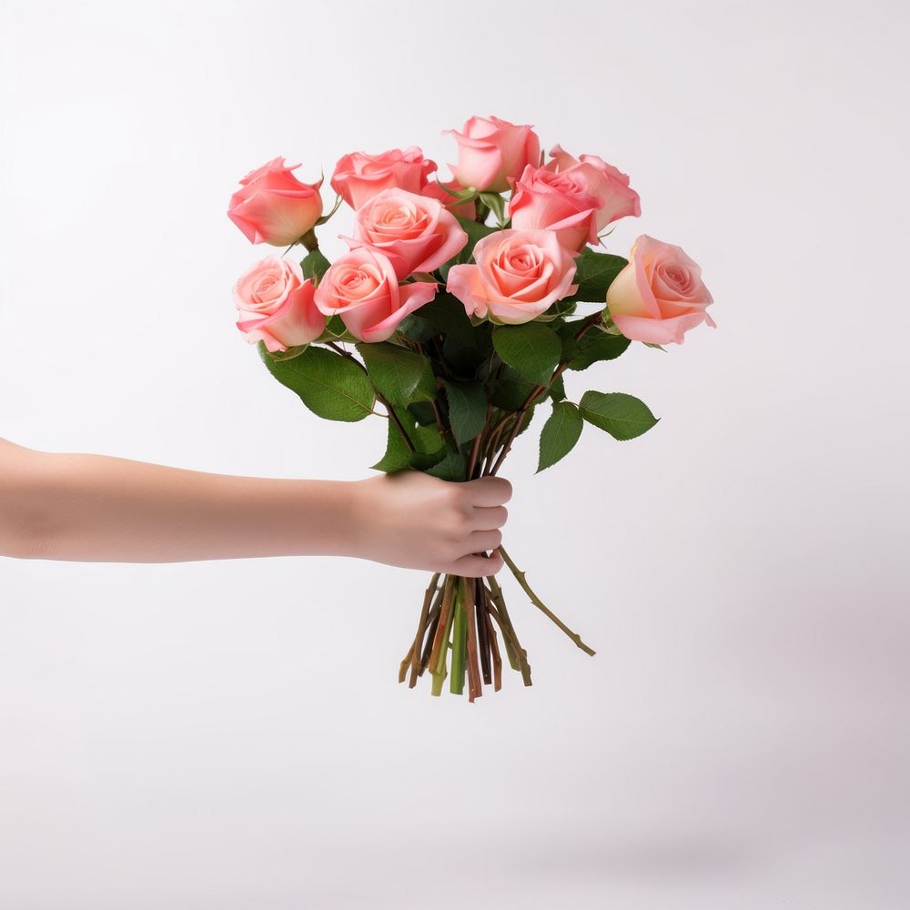 Roses bouquet holding flower plant. AI generated Image by rawpixel.