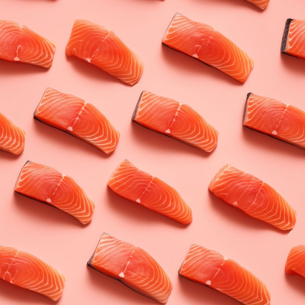 Salmon seafood arrangement repetition. AI generated Image by rawpixel.