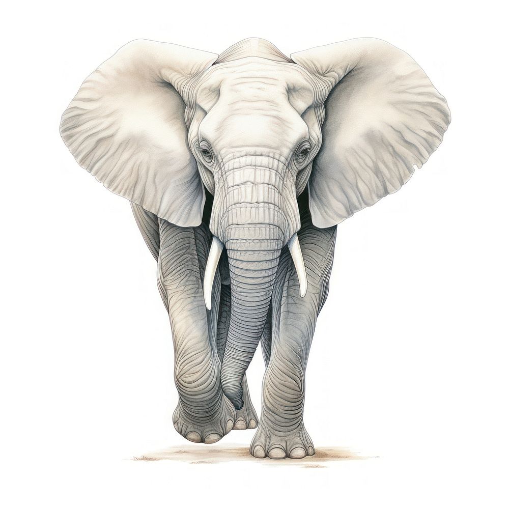 Elephant drawing sketch wildlife. AI generated Image by rawpixel.