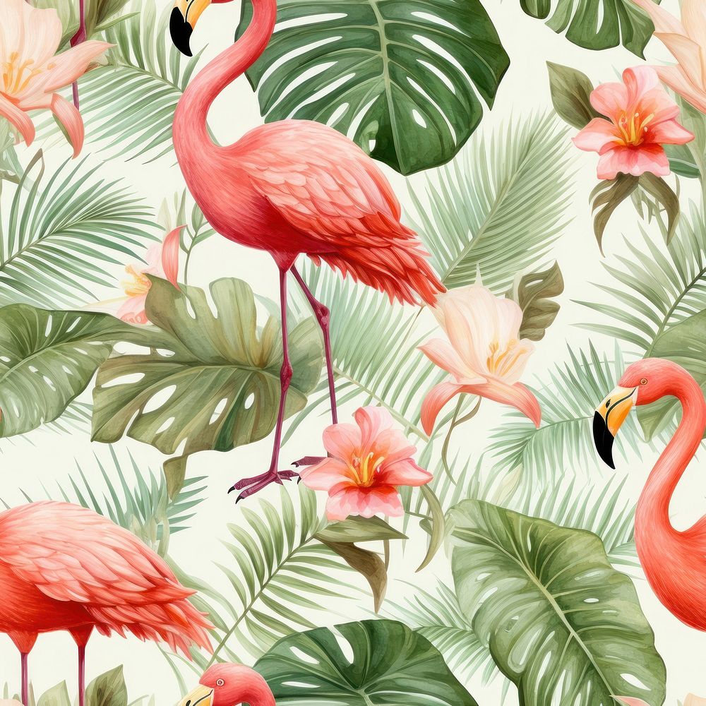 Flamingo bird tropics pattern. AI generated Image by rawpixel.