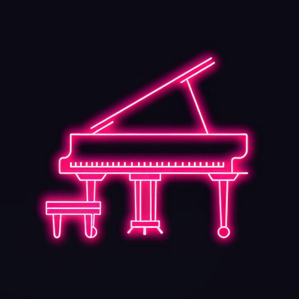 Piano icon neon purple light. AI generated Image by rawpixel.