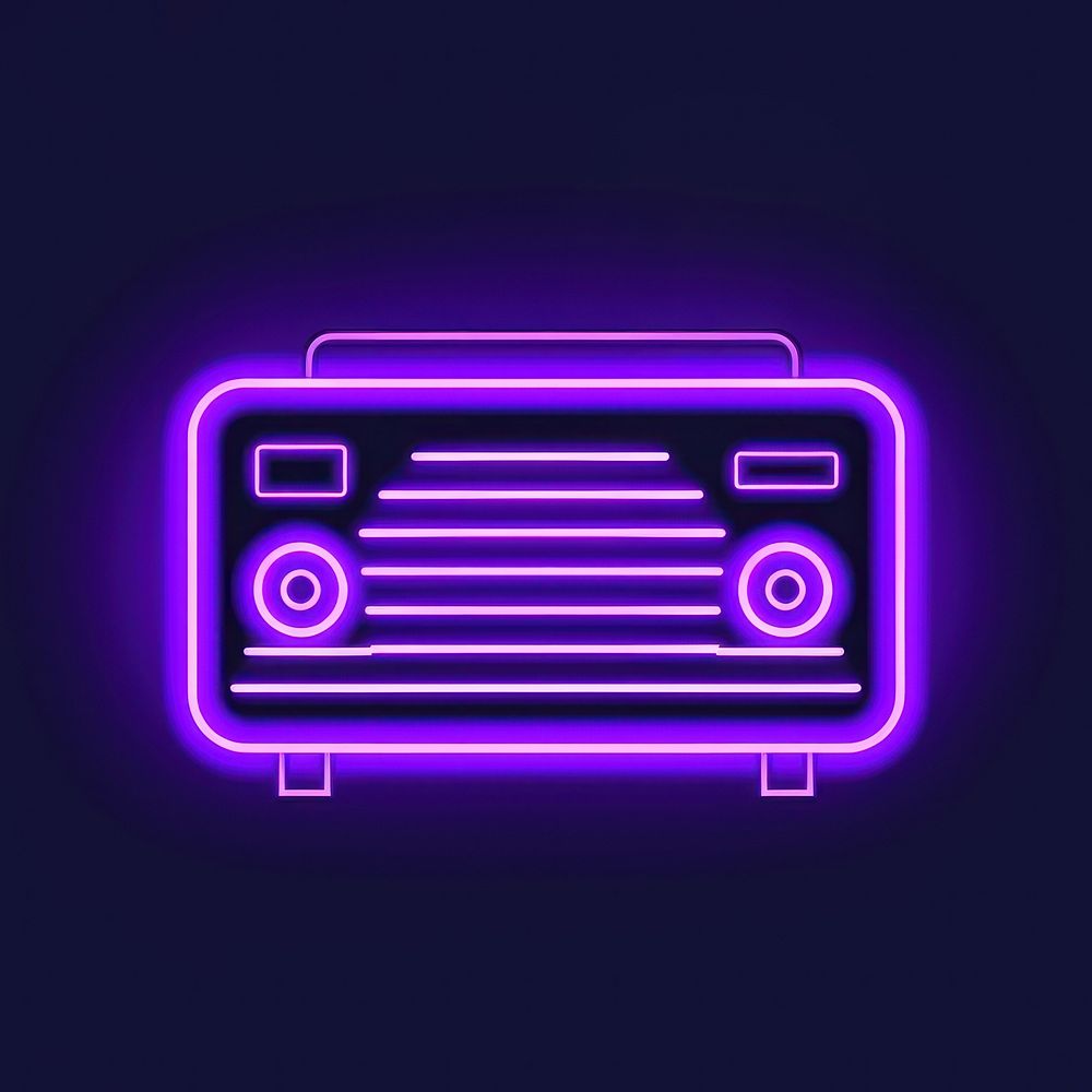 Radio icon neon purple light. AI generated Image by rawpixel.