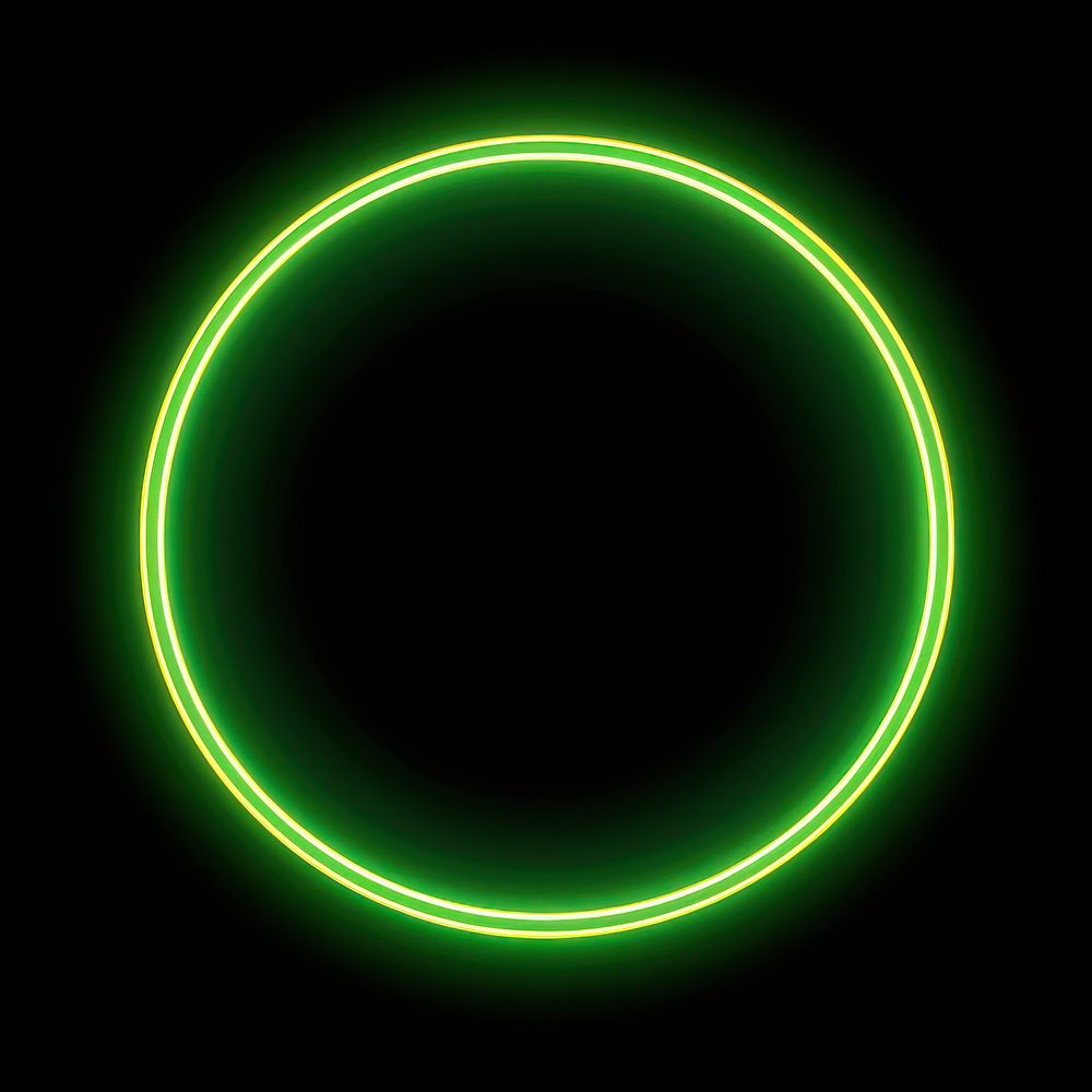 Retro circle frame neon yellow light. AI generated Image by rawpixel.