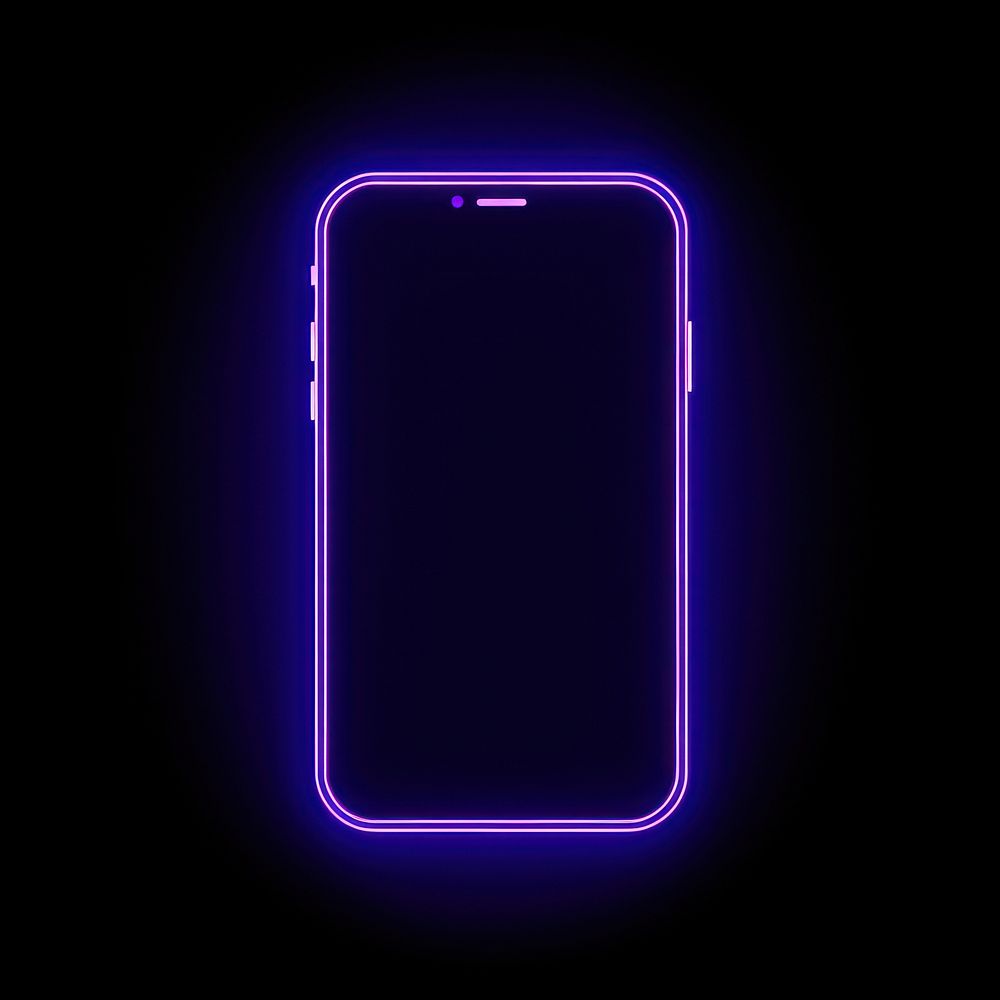 Smartphone icon neon purple light. AI generated Image by rawpixel.