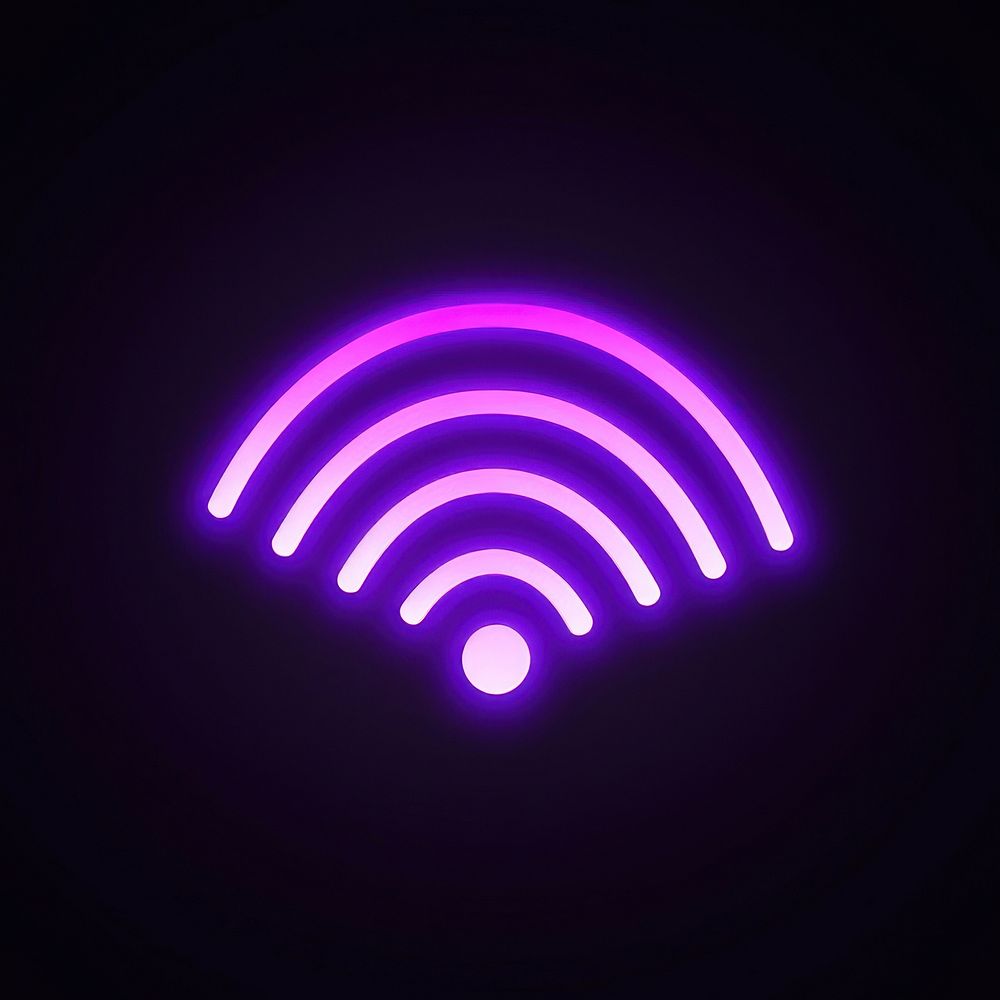 Wifi icon purple light night. AI generated Image by rawpixel.