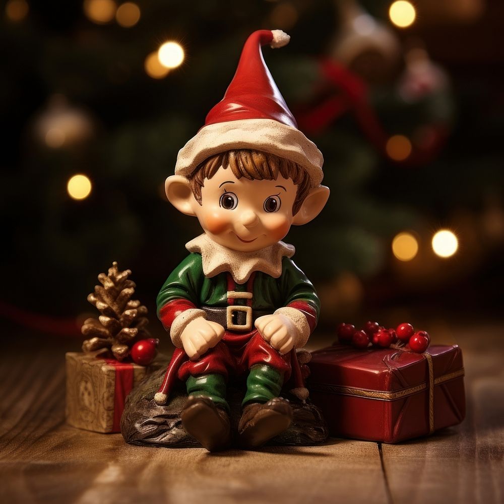 Christmas figurine toy elf. AI generated Image by rawpixel.