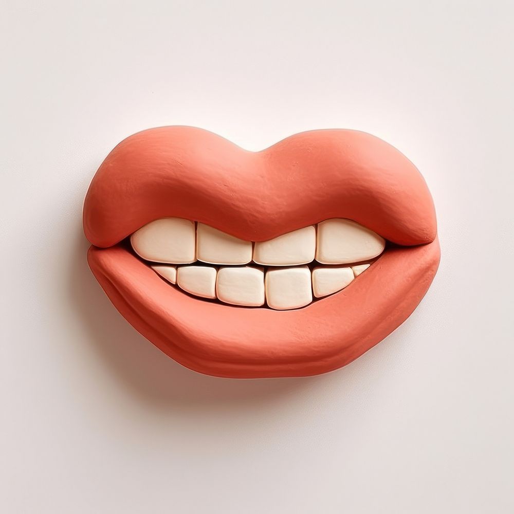 Cartoon mouth cute teeth moustache lipstick. AI generated Image by rawpixel.