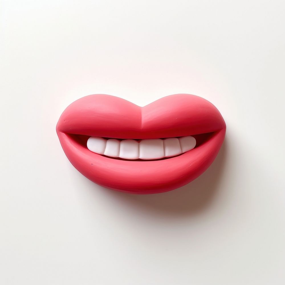 Cute cartoon mouth smiling white background moustache. AI generated Image by rawpixel.