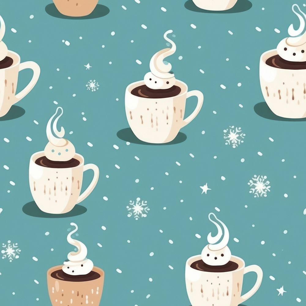 Backgrounds pattern coffee winter. AI generated Image by rawpixel.