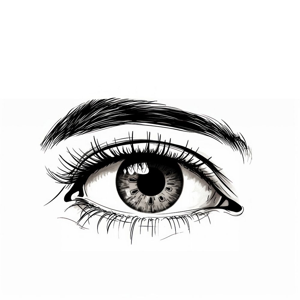 minimal eye sketch drawing black. | Free Photo Illustration - rawpixel