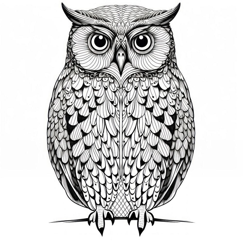A minimal owl sketch drawing bird. AI generated Image by rawpixel.