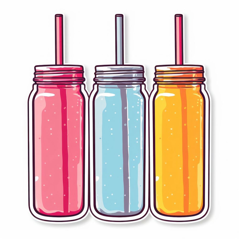Triple milkshakes bottle jar white background. AI generated Image by rawpixel.