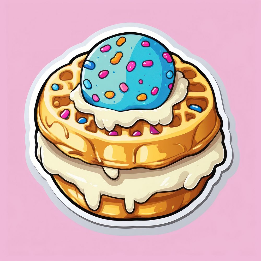 Breakfast waffle dessert food cake. AI generated Image by rawpixel.
