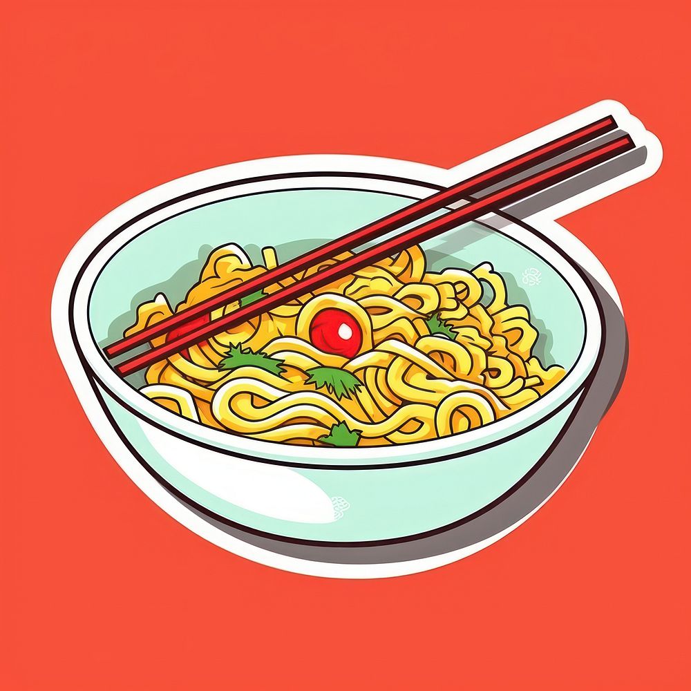 Chowmein chopsticks noodle food. AI generated Image by rawpixel.