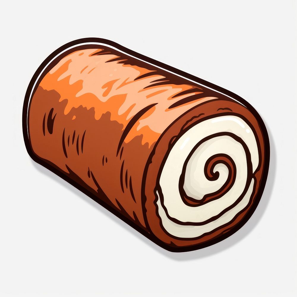 Chocolate roll food white background cartoon. AI generated Image by rawpixel.