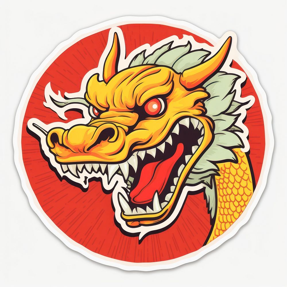 Chinese dradon sticker art representation. AI generated Image by rawpixel.