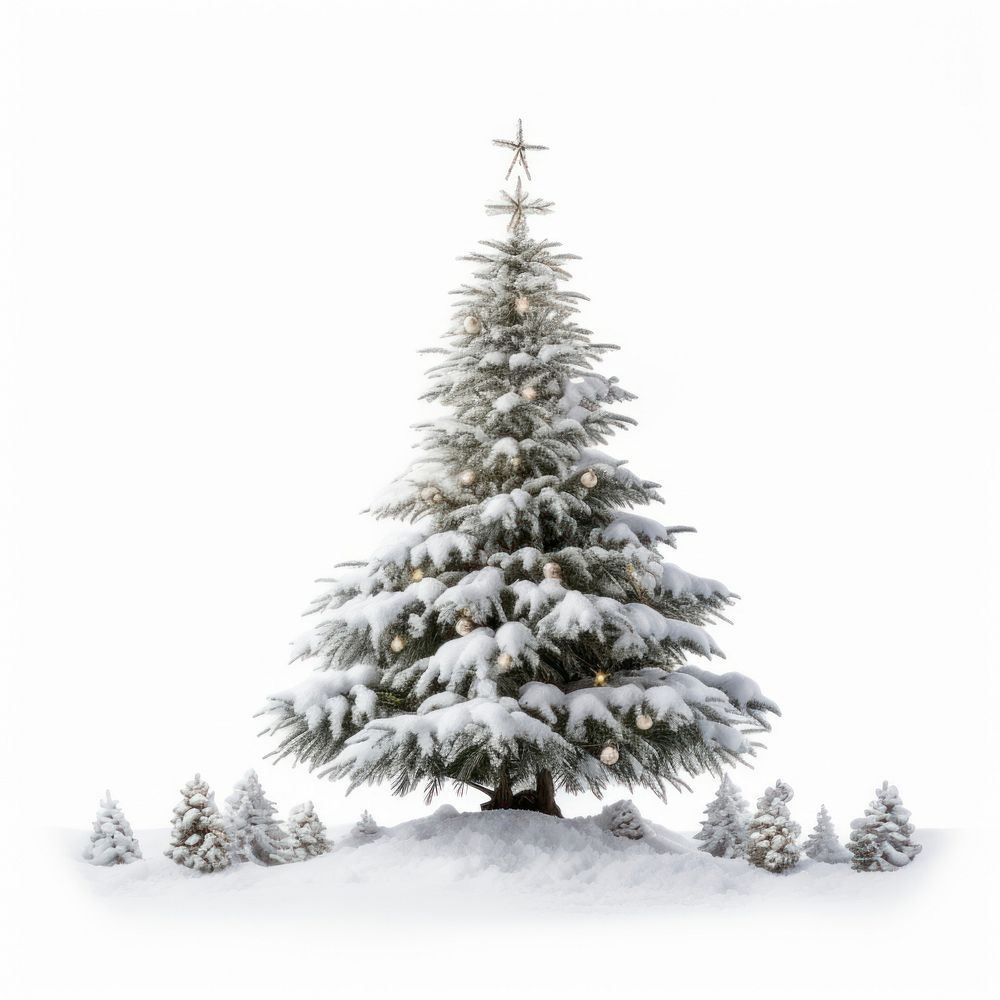 Christmas tree plant white snow. AI generated Image by rawpixel.