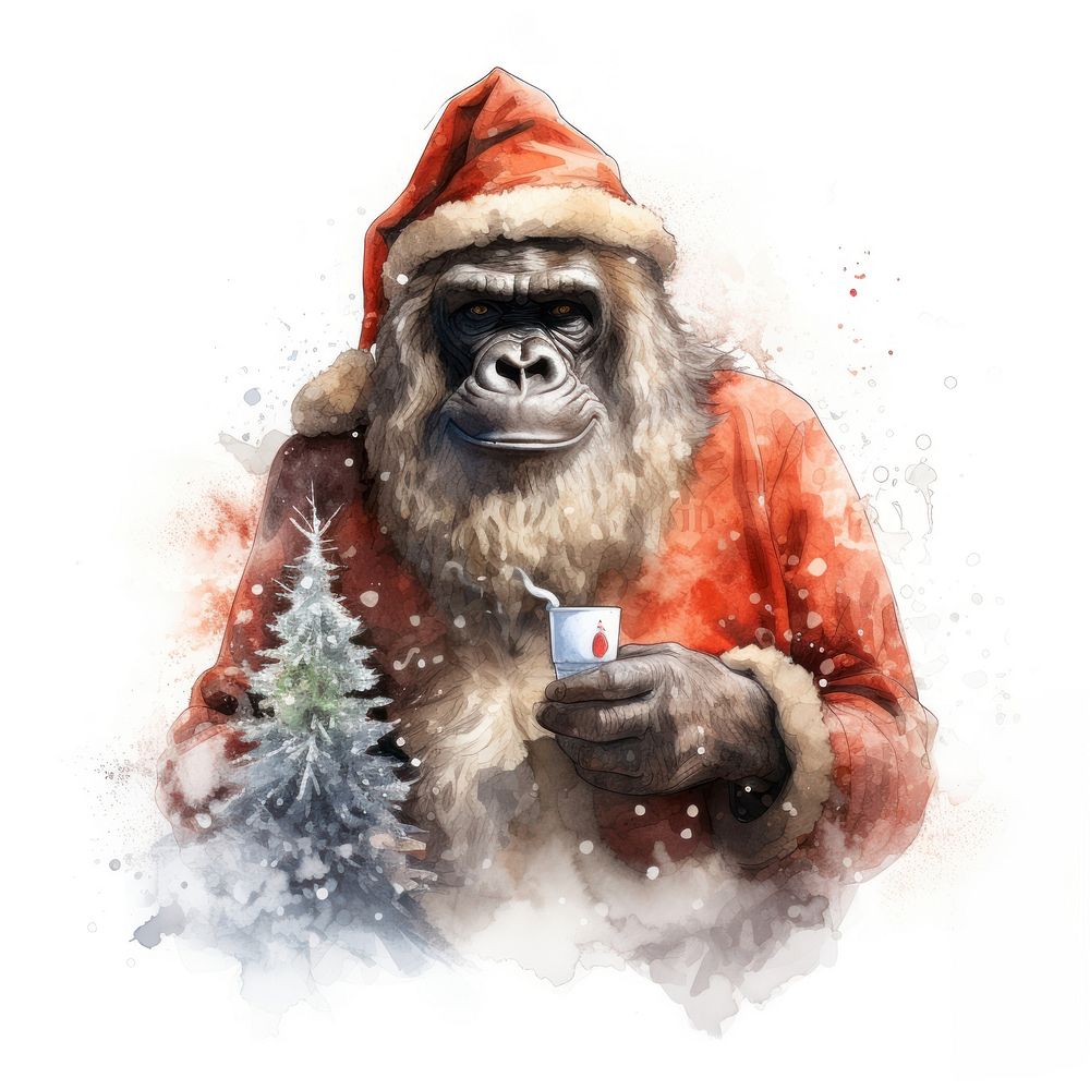 Vintage christmas portrait mammal animal. AI generated Image by rawpixel.