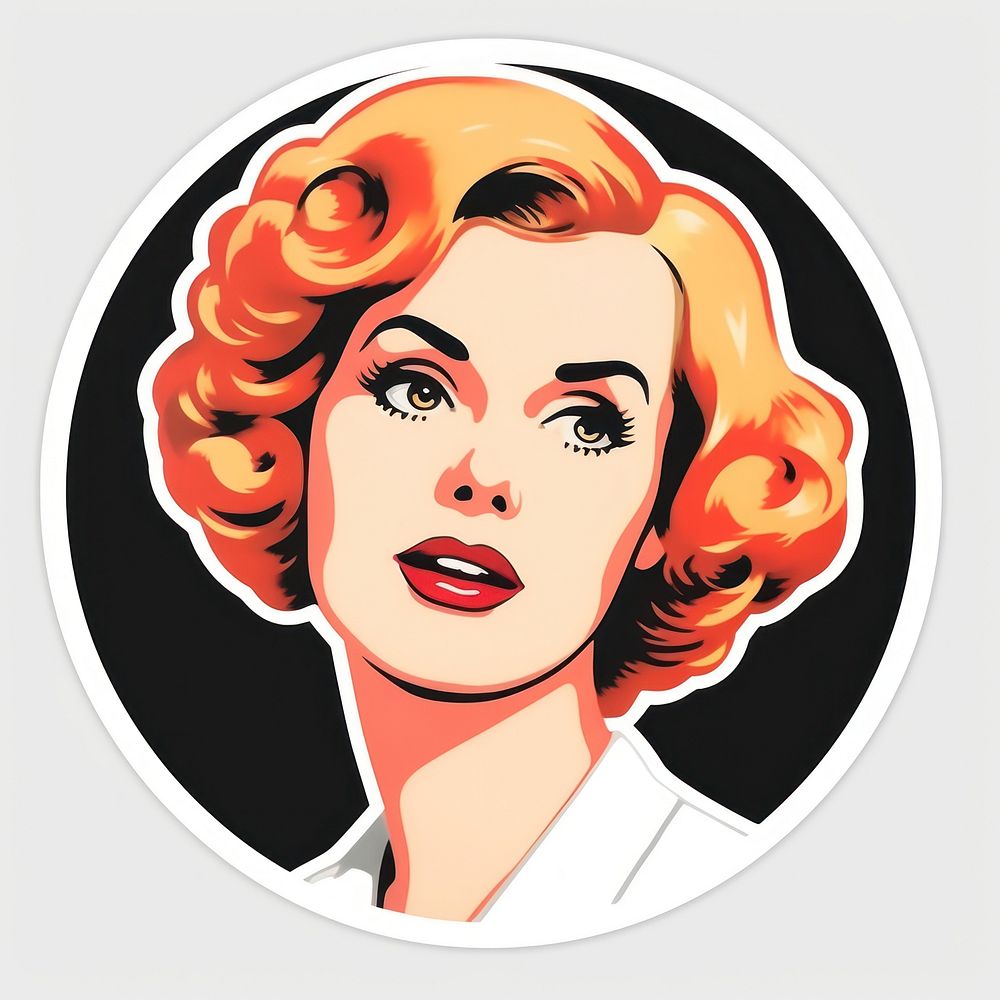Pearl schell art portrait sticker. AI generated Image by rawpixel.