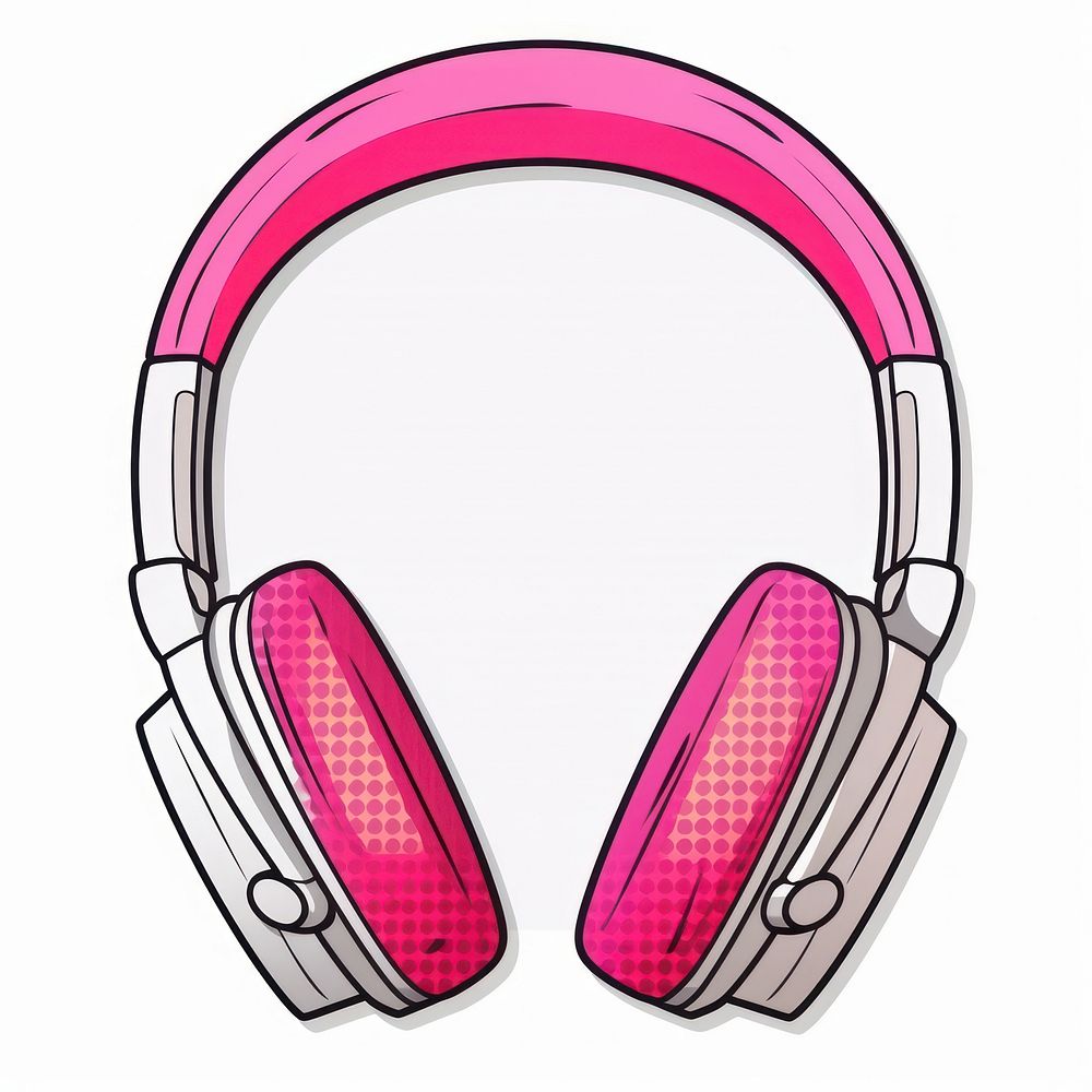 Pink retro headphone headphones headset white background. AI generated Image by rawpixel.